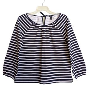 J.Crew Top Navy Blue Cream Stripes Nautical Preppy Size XS